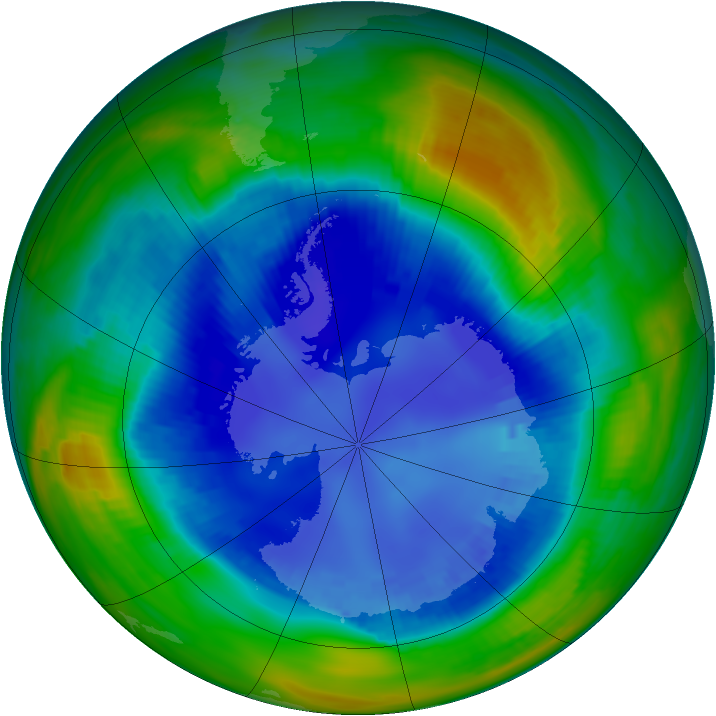 Antarctic ozone map for 22 August 1998